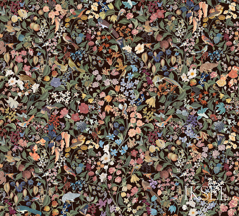 Schumacher Blooming Fantasy Licorice Wallpaper Sample IK8004
