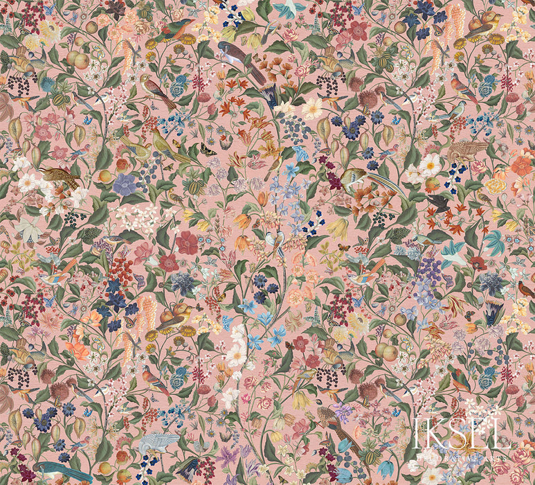 Schumacher Blooming Fantasy Gum Pink Wallpaper Sample IK8005