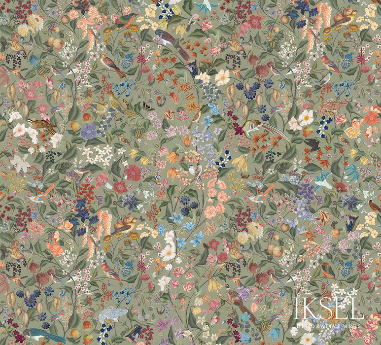 Schumacher Blooming Fantasy Olive Wallpaper Sample IK8006