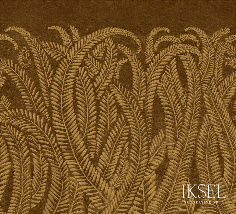 Schumacher Art Deco Golden Fern Golden Brown Wallpaper Sample IK8401