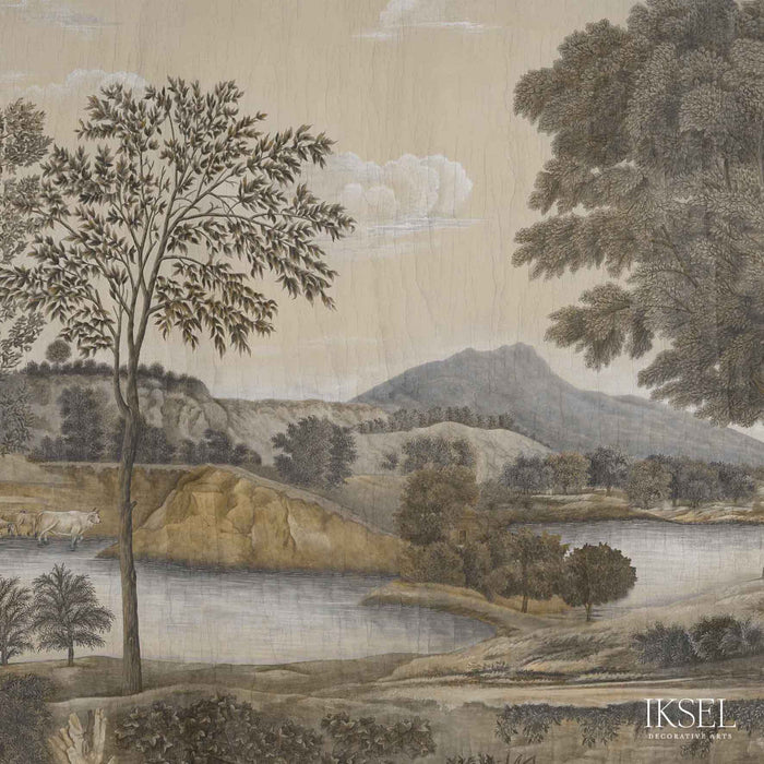 Schumacher Arcadian Promenade Sepia Tones Wallpaper Sample IK9101