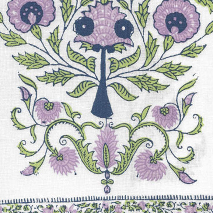 Home Couture Kalamkari Border Lavender Green Navy Fabric HC2010I-04