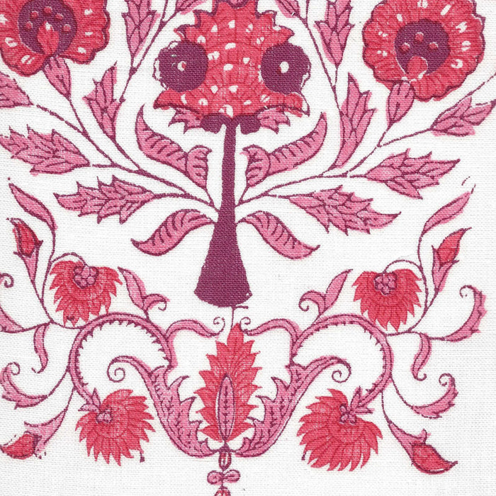 Home Couture Kalamkari Border Multi Reds Fabric HC2010I-02