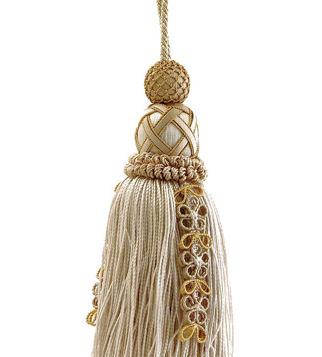 Scalamandre Siecle Key Tassel Gilded Alabaster Trim Sample LA44673054