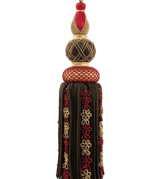 Scalamandre Siecle Single Tassel Tieback Ebony Bordeaux Trim LA33103056