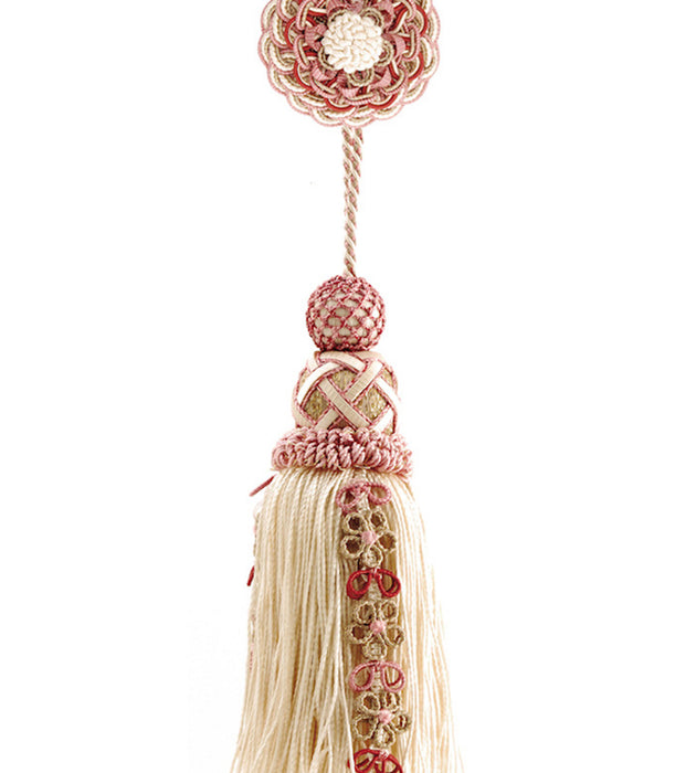 Scalamandre Siecle Single Tassel W/rosette Raspberry Trimming Sample LA77103057