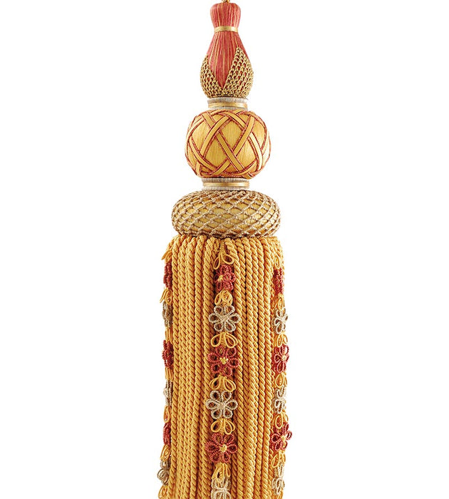Scalamandre Siecle Single Tassel Tieback Gold Trim Sample LA33103059