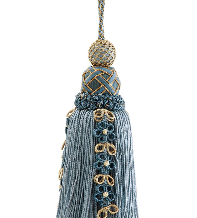 Scalamandre Siecle Key Tassel French Blue Trim Sample LA44673060