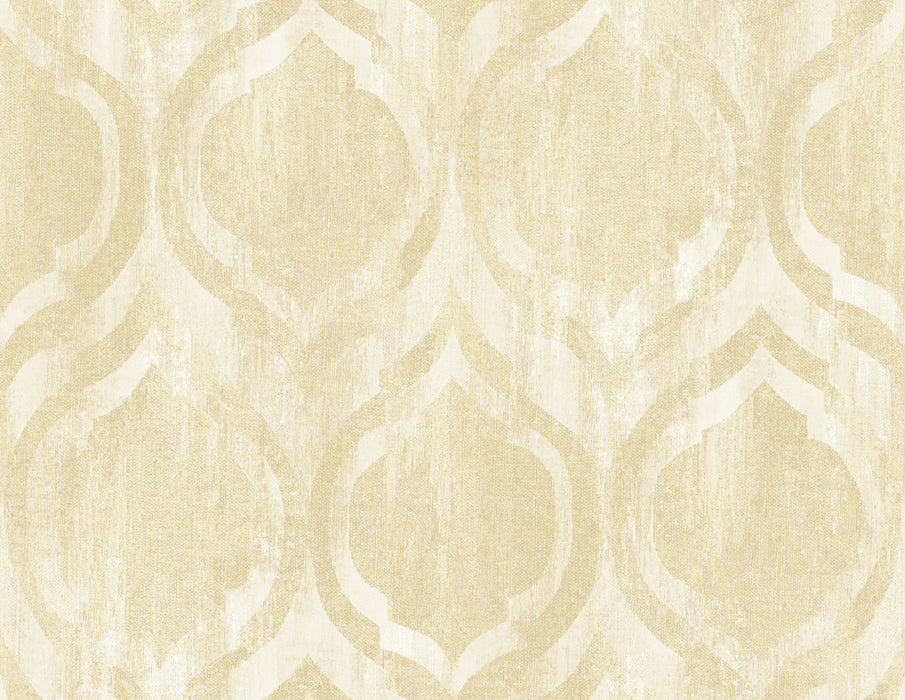 Seabrook Designs Old Danube Ogee Gold And Off-white Wallpaper Sample LG90805