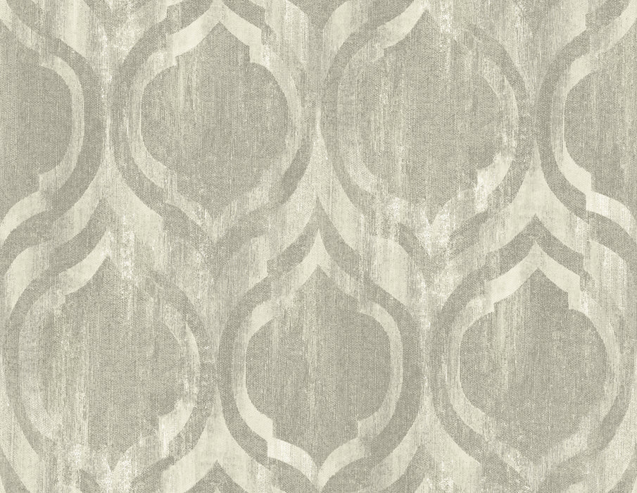 Seabrook Designs Old Danube Ogee Gray And Off-white Wallpaper Sample LG90807