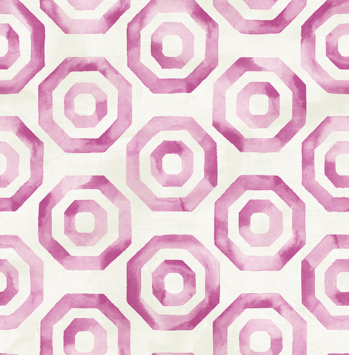 Seabrook Designs Faravel Geo Magenta And Off-white Wallpaper Sample LG91509