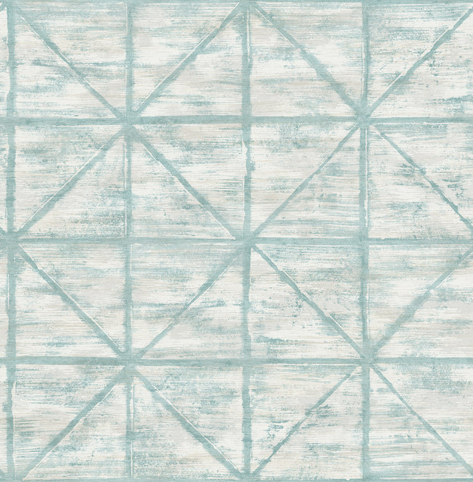 Seabrook Designs Ness Teal And White Wallpaper Sample LG91604
