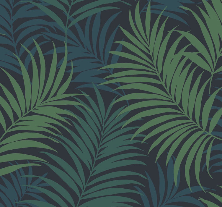 Lillian August Via Palma Midnight Blue, Juniper, And Spearmint Wallpaper LN10112