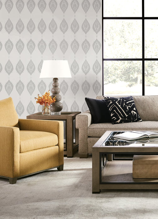 Lillian August Mirasol Palm Frond Cove Gray Wallpaper LN10608