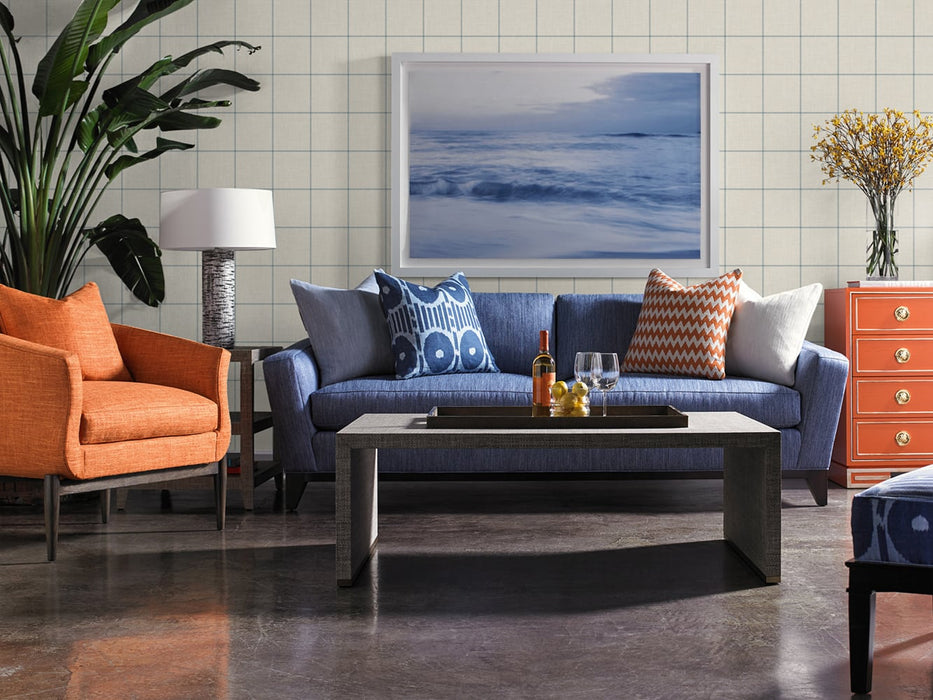 Lillian August Linen Check Alabaster And Air Force Blue Wallpaper LN10702