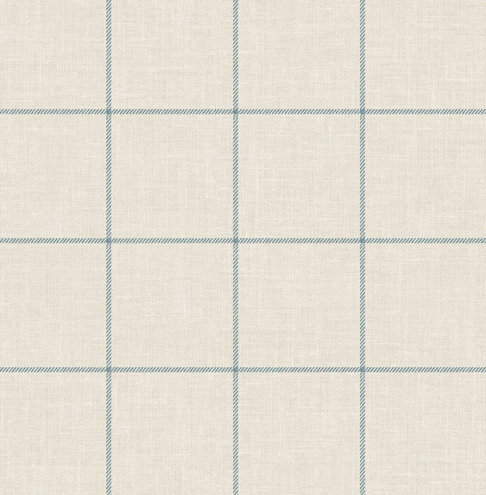 Lillian August Linen Check Alabaster And Air Force Blue Wallpaper LN10702