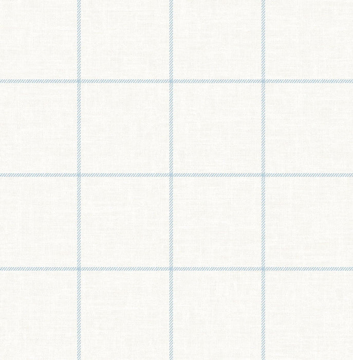 Lillian August Linen Check Blue  Frost And Bone White Wallpaper LN10712