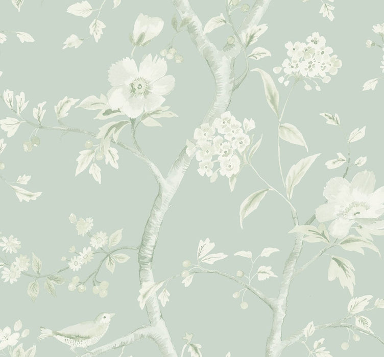 Lillian August Southport Floral Trail Sea Glass And Ivory Wallpaper LN11104