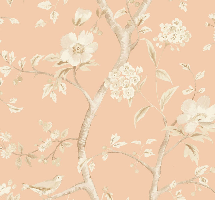 Lillian August Southport Floral Trail Soft Melon And Arrowroot Wallpaper LN11111