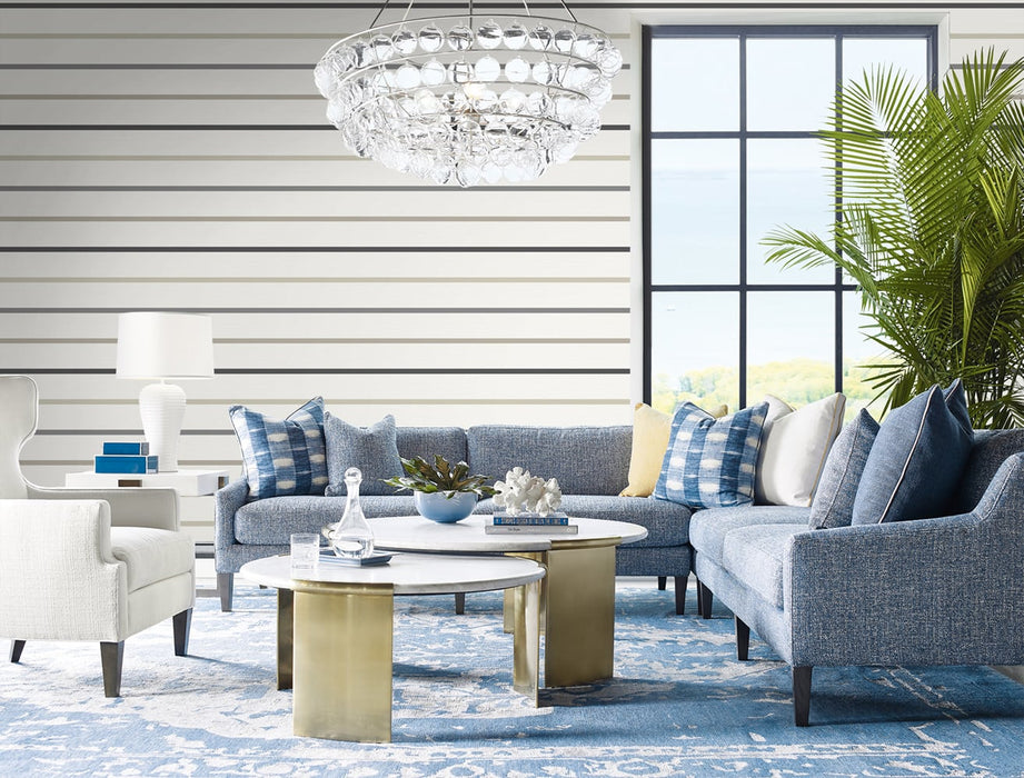 Lillian August Crew Stripe Ivory, Wrought Iron, And Sand Dollar Wallpaper LN11400