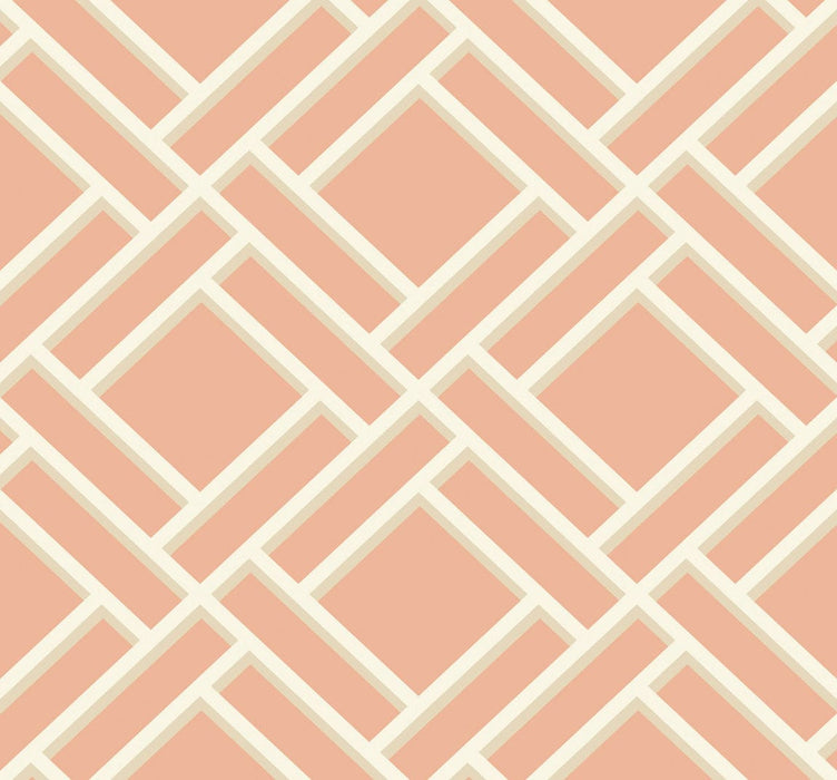 Lillian August Block Trellis Melon And Arrowroot Wallpaper LN11501