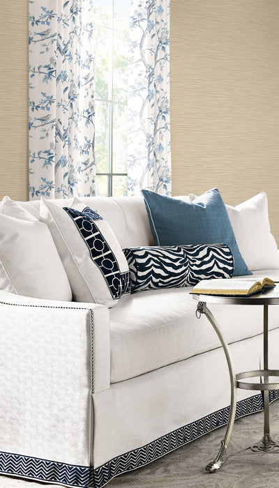 Lillian August Southport Floral Trail Fabric Eggshell And Blue Shale  Fabric LN11902F