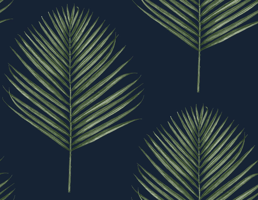 Lillian August Maui Palm Midnight Blue & Paradise Green Wallpaper LN20022