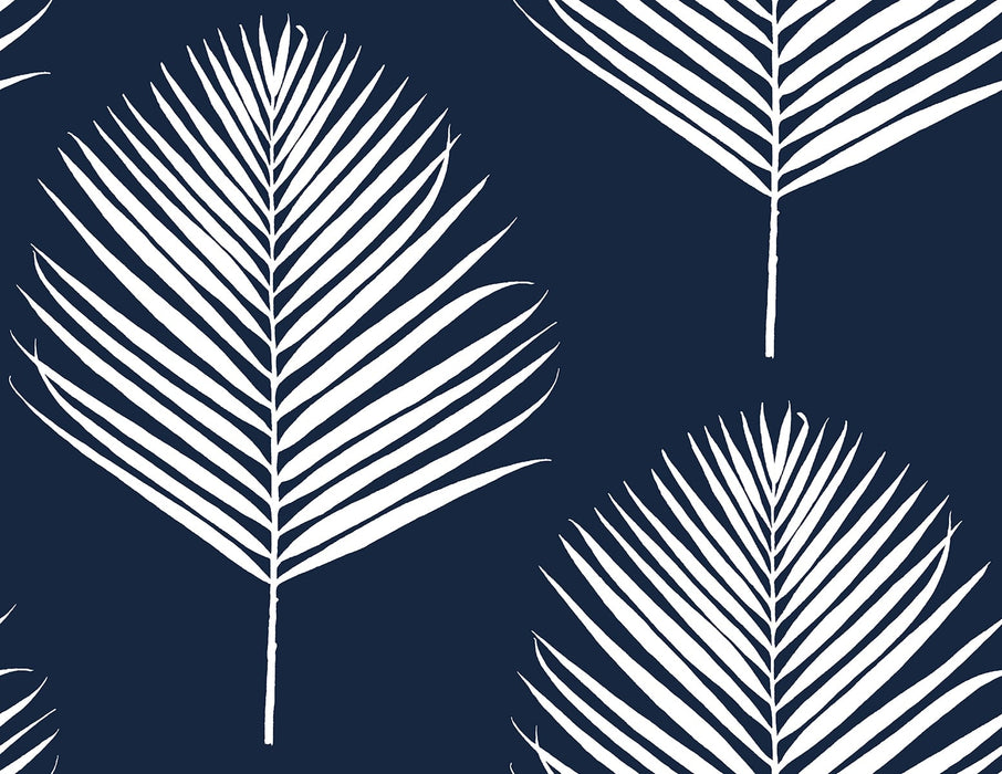 Lillian August Maui Palm Midnight Blue & White Wallpaper LN20032