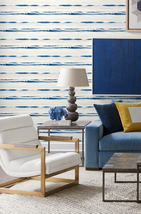 Lillian August Horizon Stripe Blue Oasis Wallpaper LN20602
