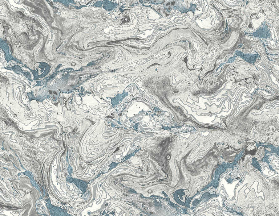 Lillian August Faux Marble Lunar Rock & Cerulean Wallpaper LN21002