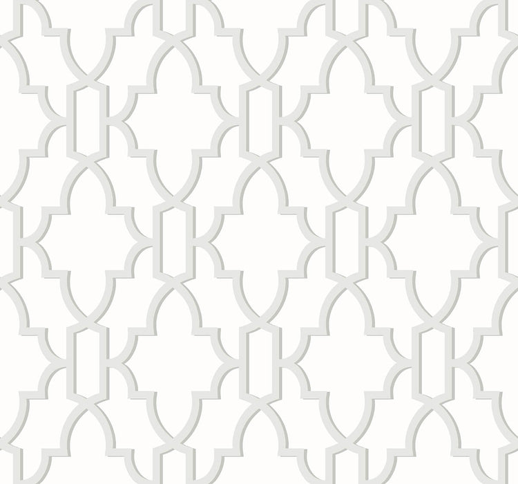 Lillian August Coastal Lattice Harbor Mist Wallpaper LN21105