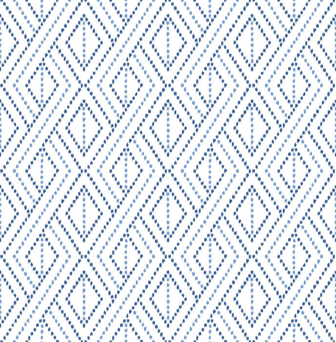 Lillian August Boho Grid Denim Blue Wallpaper LN30202