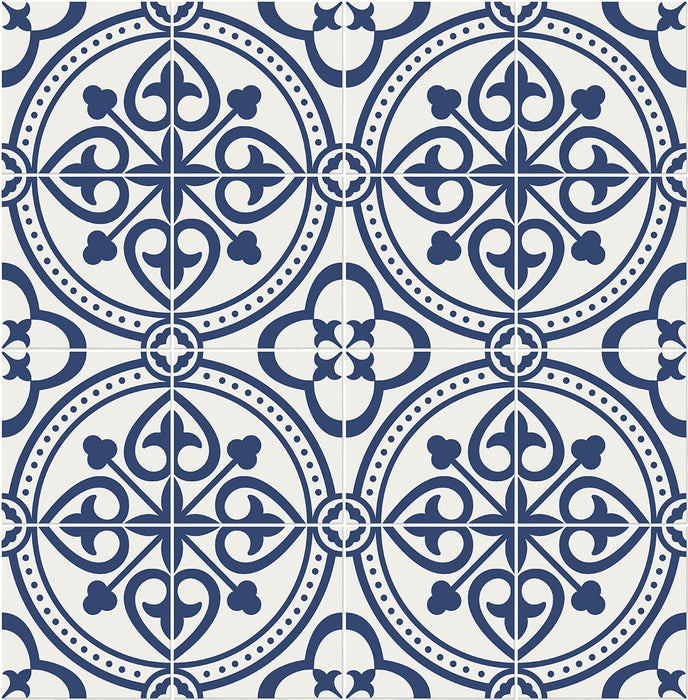 Lillian August Villa Mar Tile Denim Blue Wallpaper LN30312