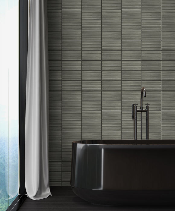 Lillian August Rib Tile Charcoal Wallpaper LN30810