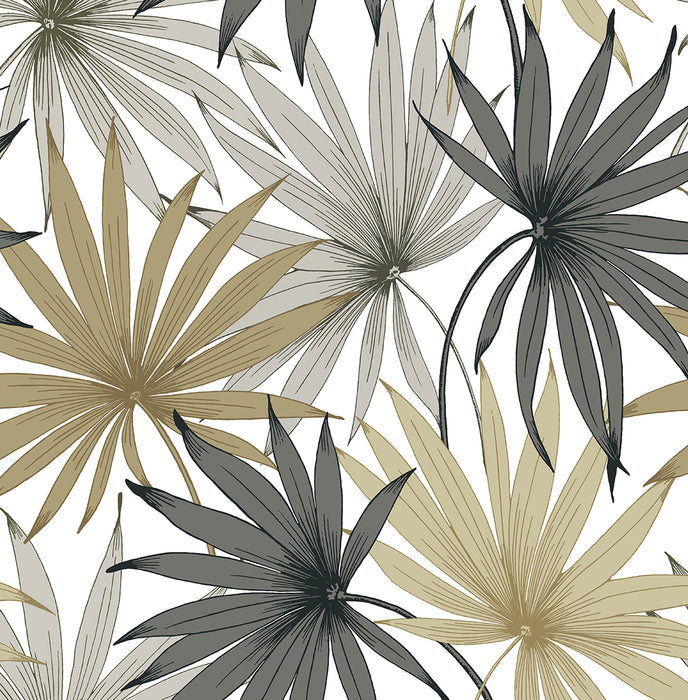 Lillian August Tropic Palm Toss Harbor Grey & Khaki Wallpaper LN31006