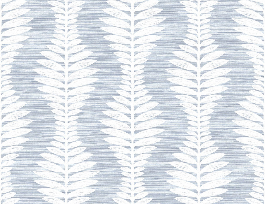 Lillian August Carina Leaf Ogee Charlotte Blue Wallpaper LN40512