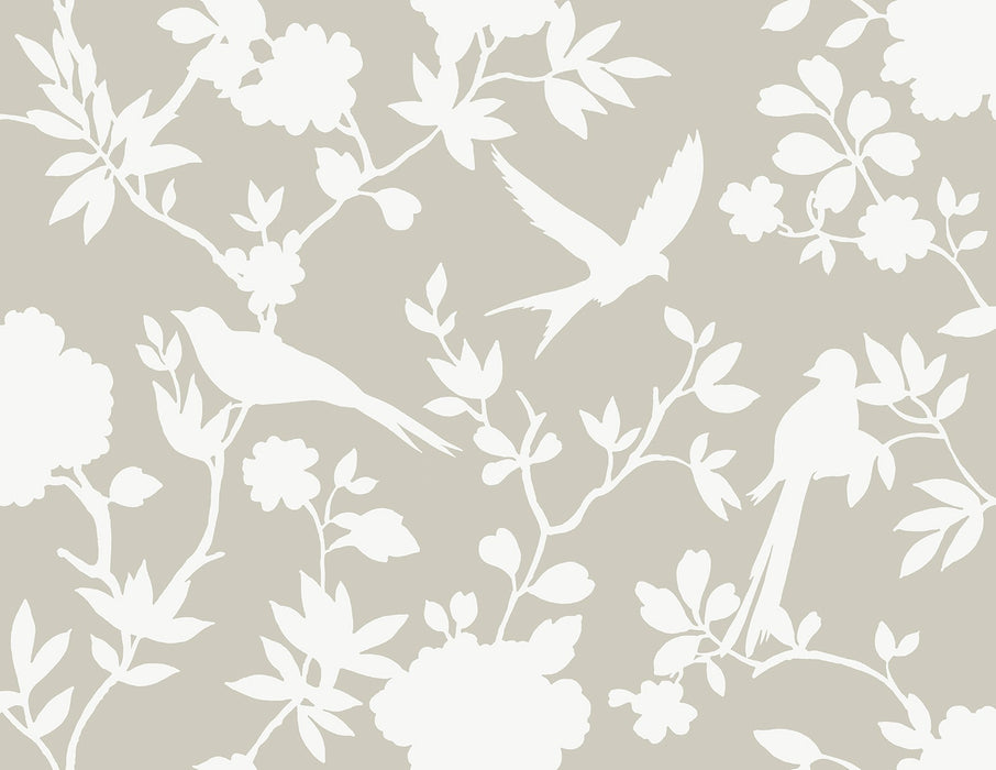 Lillian August Kauai Bird Toile Argos Grey Wallpaper LN40907