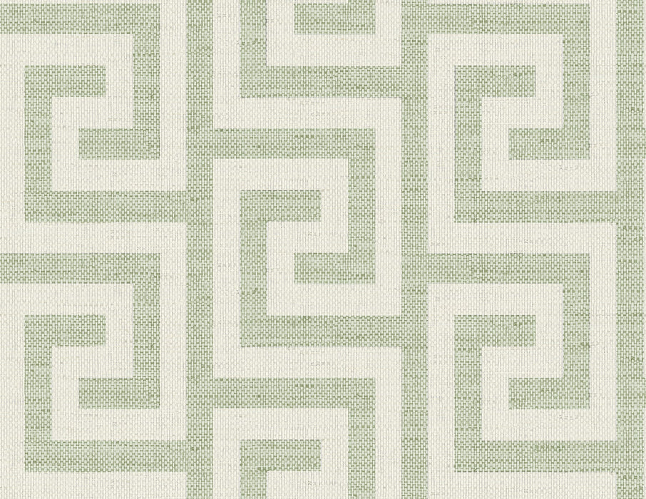 Lillian August Luna Retreat Greek Key Green Ivy Wallpaper LN41204