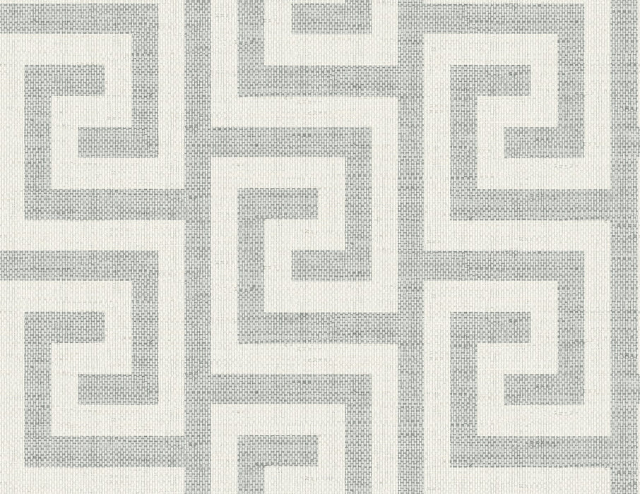 Lillian August Luna Retreat Greek Key Pewter Wallpaper Sample LN41208