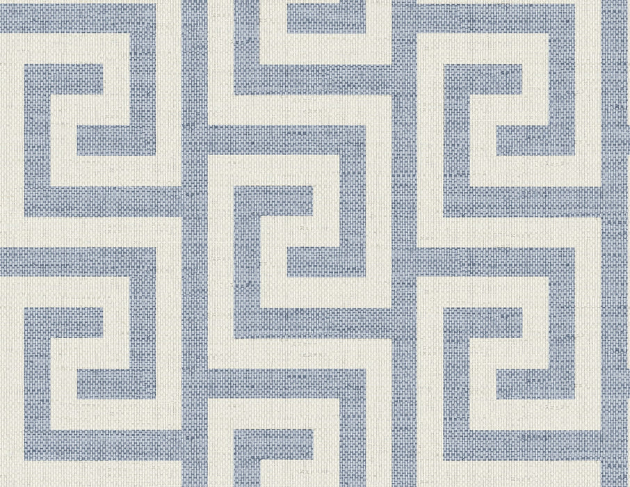 Lillian August Luna Retreat Greek Key Blue Lake Wallpaper LN41212