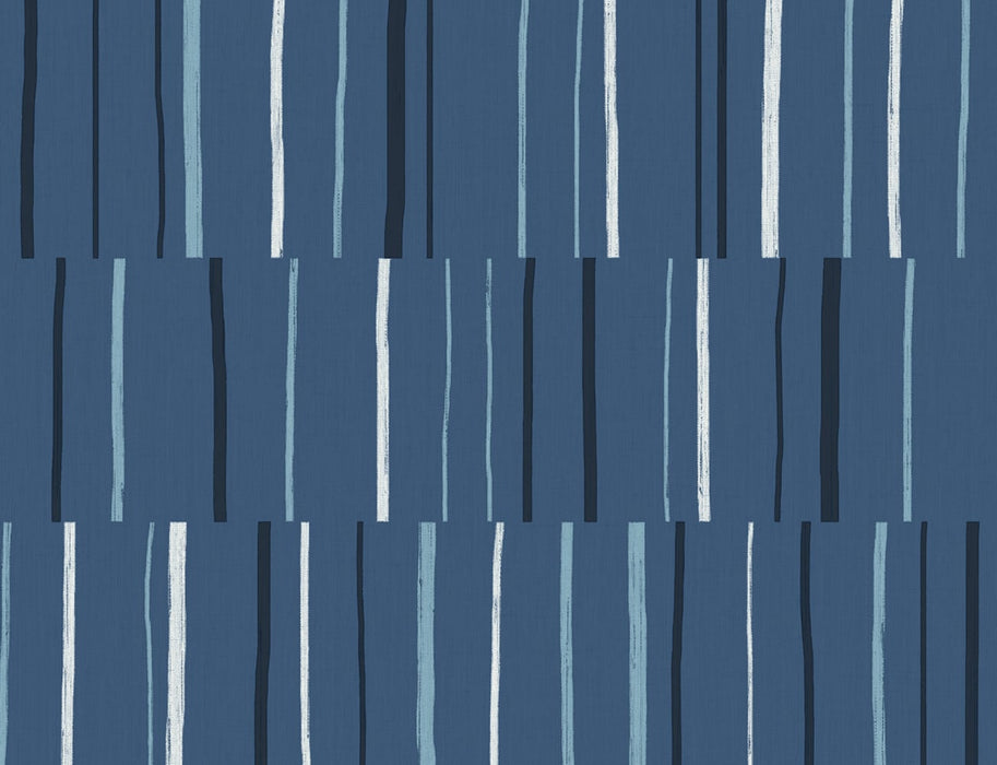 Seabrook Designs Block Lines Blueberry, Midnight, And Blue Skies Wallpaper Sample LW51202