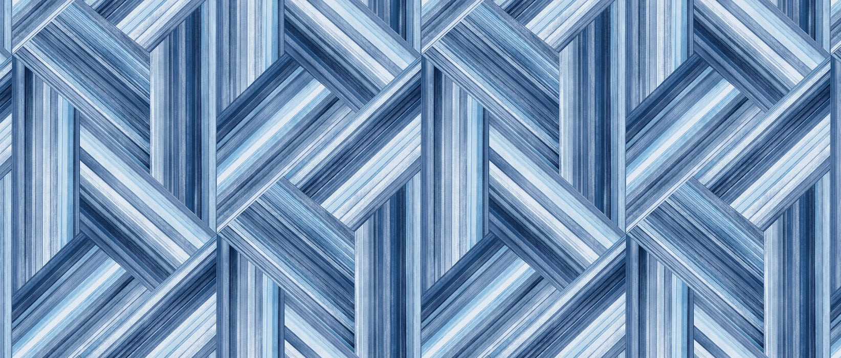 Seabrook Designs Geo Inlay Fabric Denim And Sky Blue Fabric LW51902F