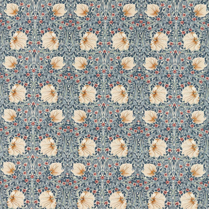 Morris & Co Pimpernel Woad/Coral Fabric MFRF227233