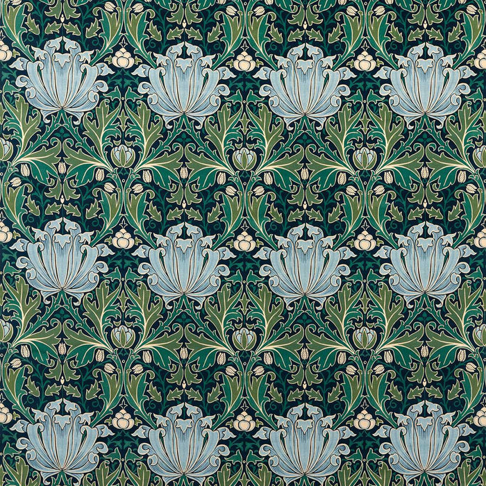 Morris & Co Helena Velvet Indigo/Boughs Fabric MFRF227237