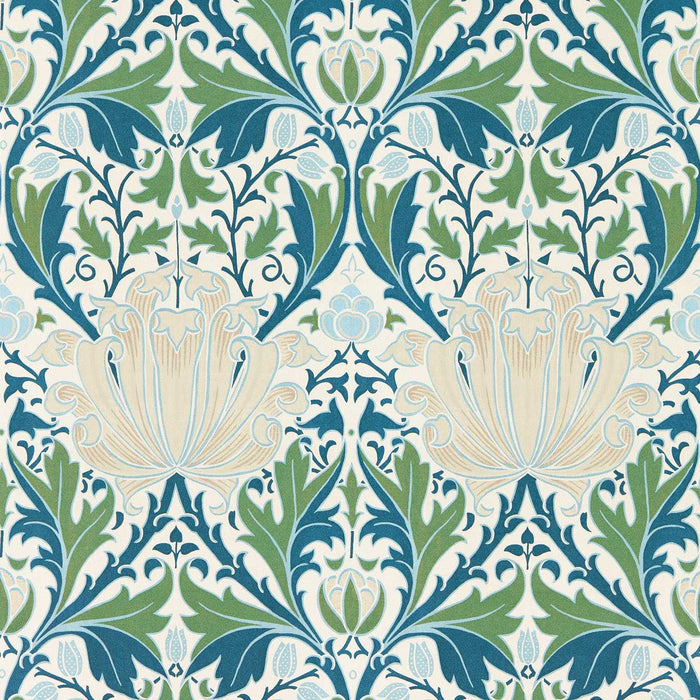 Morris & Co Helena Indigo/Forest Wallpaper Sample MFRW217360