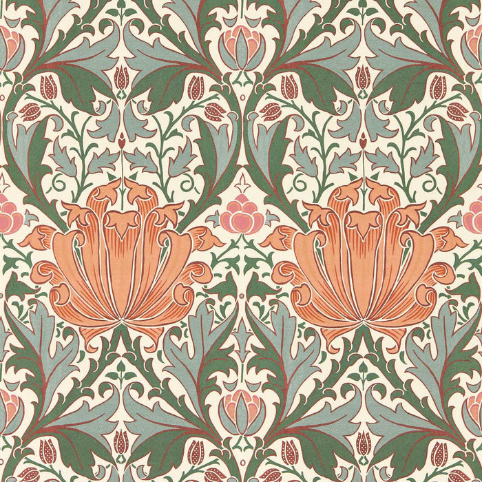 Morris & Co Helena Peach/Teal Wallpaper MFRW217361