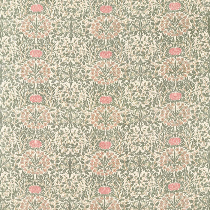Morris & Co Daisy & Oak Warp Print Forest/Rose Fabric MHCB237674