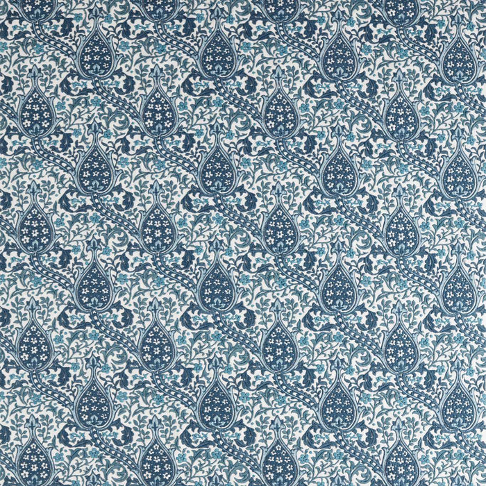 Morris & Co Persian Tulip Embroidery Indigo Fabric MHCB237681