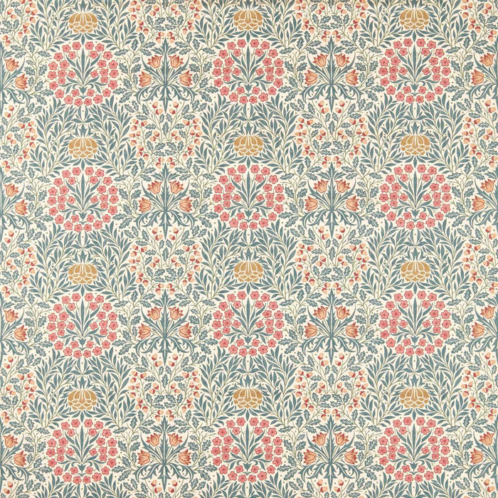 Morris & Co Daisy & Oak Madder/Teal Fabric Sample MHTF227371