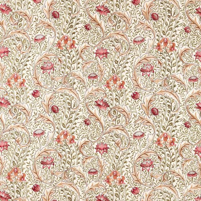 Morris & Co Wild Tulip & Vine Embroidery Rose / Bayleaf Fabric MHTF237664